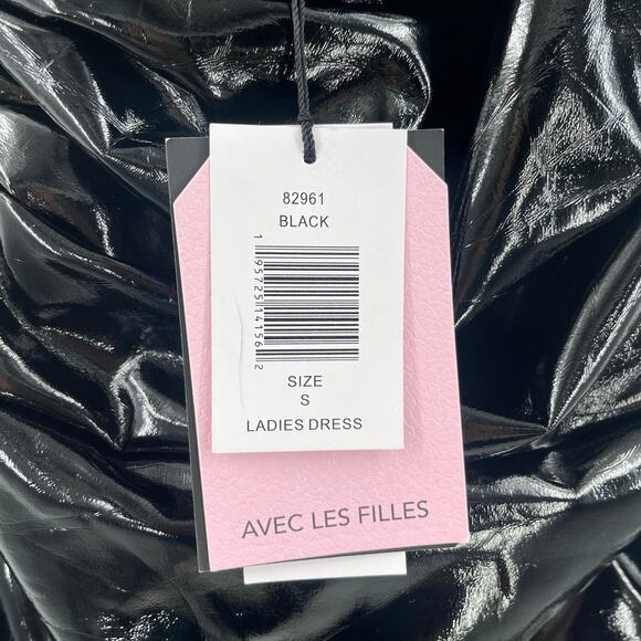 Avec Les Filles Dress SZ Small Faux Ever Leather One-Shoulder Bodycon Black NWT - Picture 11 of 16
